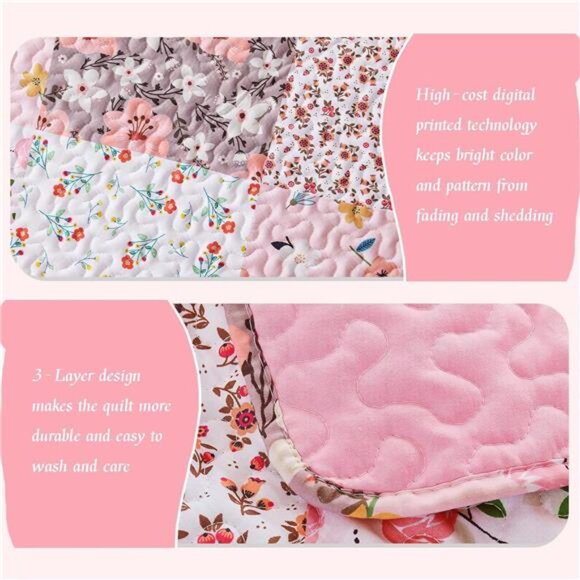 Whale Flotilla Reversible Patchwork Quilts Full Queen Size, Lightweight Boho - Picture 5 of 7